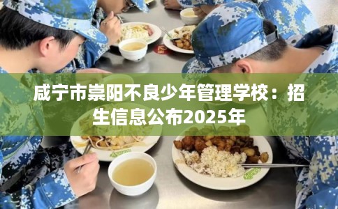 咸宁市崇阳不良少年管理学校：招生信息公布2025年