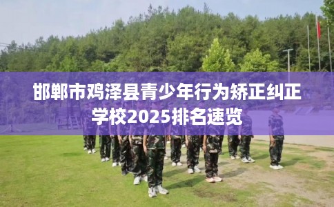 邯郸市鸡泽县青少年行为矫正纠正学校2025排名速览