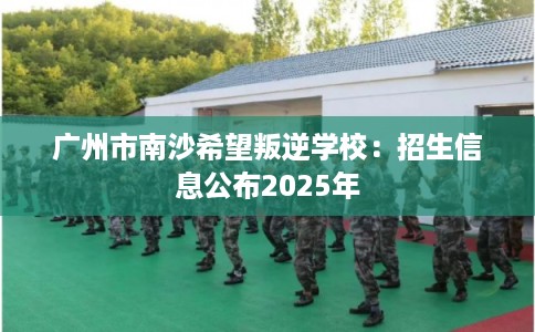 广州市南沙希望叛逆学校：招生信息公布2025年
