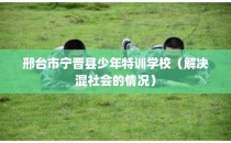 邢台市宁晋县少年特训学校（解决混社会的情况）
