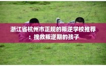 浙江省杭州市正规的叛逆学校推荐:挽救叛逆期的孩子