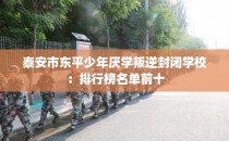 泰安市东平少年厌学叛逆封闭学校：排行榜名单前十