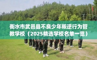 衡水市武邑县不良少年叛逆行为管教学校（2025精选学校名单一览）